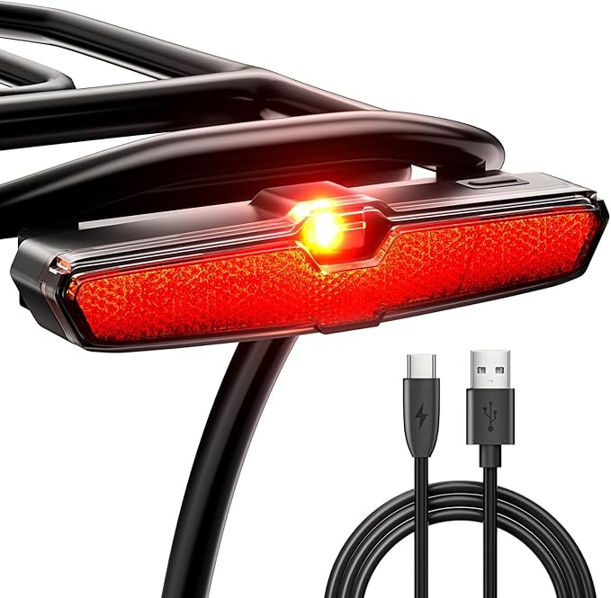 Fahrrad Rücklicht LED USB-C Aufladbar IPX5 StVZO 220 Sichtweite mit Bremslicht