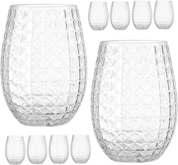 Transparente Kunststoff Pineapple Becher 12 Stück, bruchsichere Trinkbecher