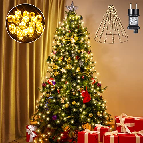LED lichterkette 400 warmweiß für weihnachtsbaum ELKTRY 2m x 10 girlanden IP44