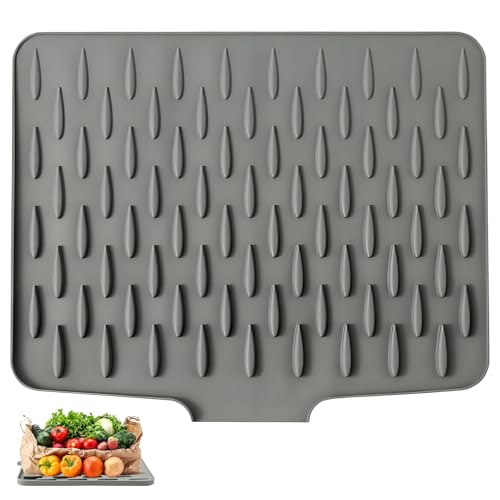 abtropfmatte silikon mit ablauf, geschirrabtropfmatte für küche, spüle silicone mat
