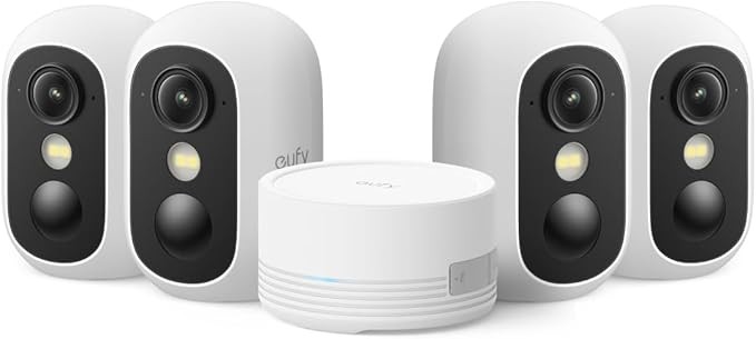 EufyCam C35 4+1 Set - 4 Kameras, IP67, Akku/Solar, 1 TB, Lampe, Sirene, KI-Erkennung