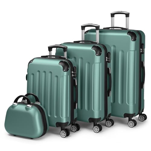 LALAHO Kofferset 4-teilig Hartschale ABS Reisekoffer mit Rollen Türkis