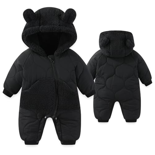 jiAmy baby winter schneeanzug overall mit plüschkapuze für kleinkinder 6-9 monate