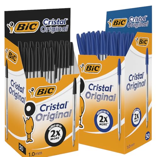 bic kugelschreiber cristal 100 Stück 0,4mm schwarz blau Büro Schule Home Office