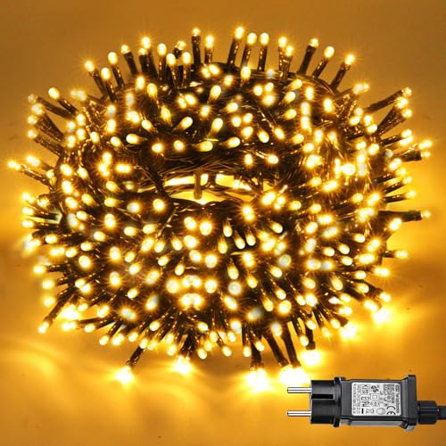 lichterkette außen 200 led warmweiß 23m mit 8 modi timer ip65 erweiterbar für jede dekoration