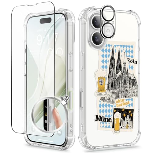 GVIEWIN iPhone 16 Hülle, Kamerasteuerung, Stoßfest, Kratzfest, Dünn, Klar