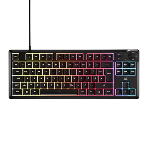 corsair k55 core tkl gaming-tastatur - tenkeyless, 8-zonen rgb, spritzwassergeschützt