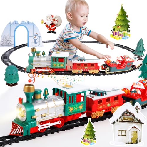 juqg weihnachtszug mit musik und licht, batteriebetriebenes spielzeug für kinder