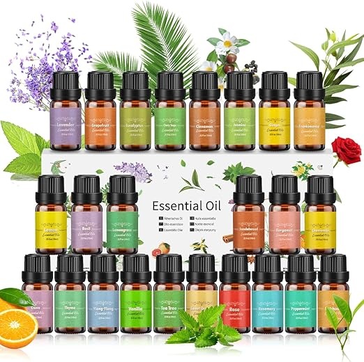 Produktbild: Ätherische Öle Set 24 x 10 ml  100% Naturrein für Diffuser, Seife, Kerzen, SPA