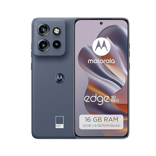 motorola edge50 neo smartphone mit kunstlederhülle und schutzcover