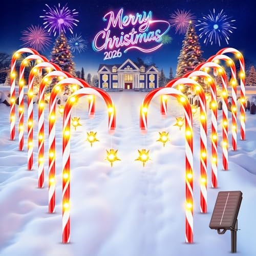 gearlite solar weihnachtsbeleuchtung außen 10er set 102 led zuckerstangen gartenstecker
