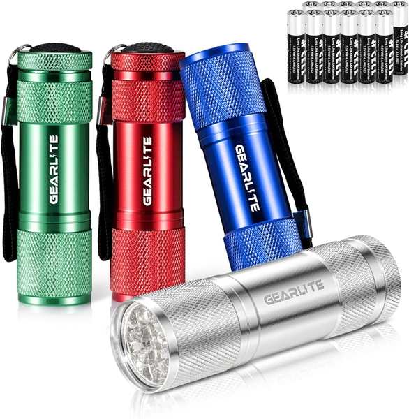 Mini LED Taschenlampe 4er Set Aluminium IP65 wasserdicht mit Lanyard für Kinder