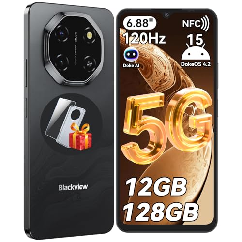 blackview shark 6 handy 5g ohne vertrag 6.88" android 15 12gb 128gb 5000mah 16mp dual sim