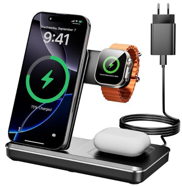 eddibox 3in1 ladestation für apple watch, airpods, iphone mit adapter 18,49
