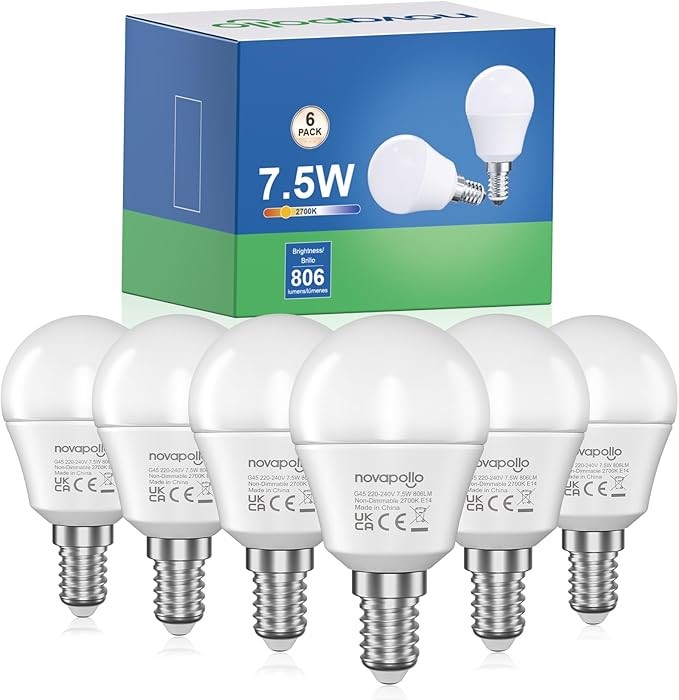 E14 LED Lampe Warmweiß 7.5W 2700K 806LM P45/G45 Tropfenform 6 Stück