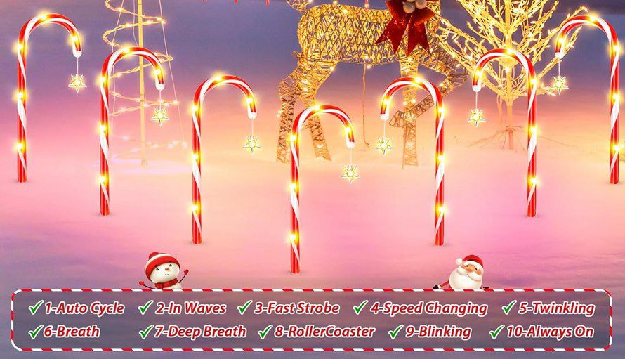 Produktbild: bu Casa Deko Zuckerstangen 12er Set mit 72 LEDs und 10 Modi für 19,99 Euro