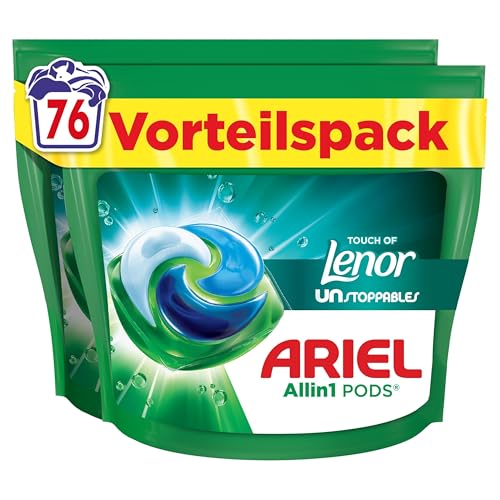 ariel waschmittel pods 76 waschkapseln, touch of lenor unstoppables, universal+