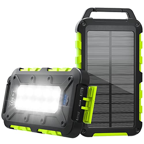solar powerbank 10000mAh pd 15W wasserdicht tragbar mit led und 3 ausgängen grün