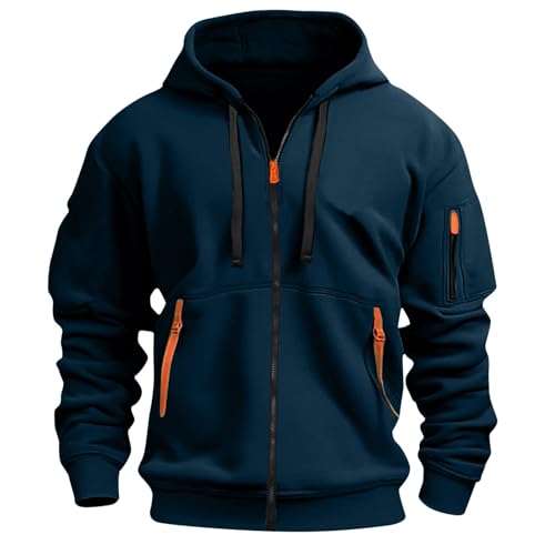 wdchao Yue hoodie herren mit reißverschluss, kapuzenjacke mit taschen, casual sweater