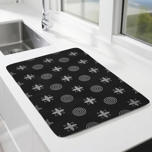 spülmatte 30x40 cm wasserabsorbierend rutschfest für spüle und arbeitsfläche, schwarz grau 2 pack von vinlley