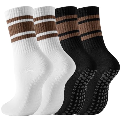 bisousox rutschfeste pilates socken damen, 4 paar antirutsch yoga fitness, geschenke