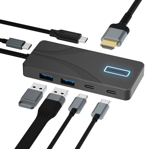 sabrent hb-tg5p usb-c hub 5-port mit 2x usb-a, 2x usb-c, hdmi 4k, 80w pd