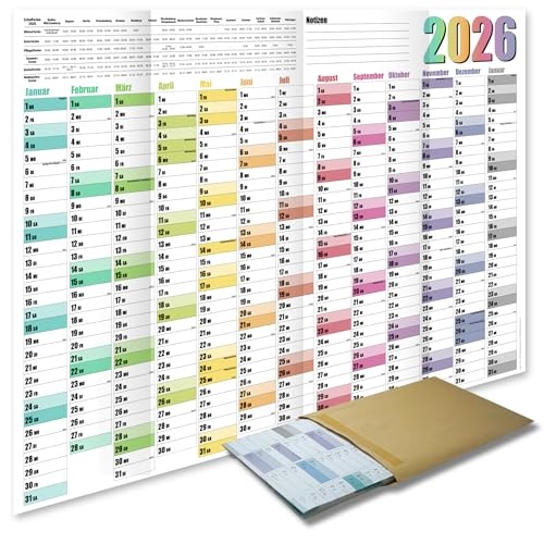 wandkalender 2026 DIN A1 - XXL jahresplaner mit feiertagen und schulferienübersicht