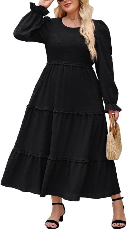 Hanna Nikole A-Linie Kleid Damen Vintage Hochzeitsgast Elegant Langarm mit Taschen