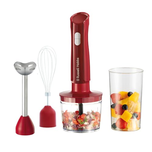 Produktbild: russell hobbs stabmixer 3-in-1 mit schneebesen und zerkleinerer, desire red