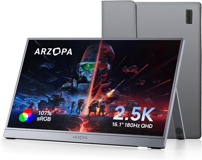 arzopa 16,1 zoll tragbarer 2,5k monitor, portable monitor für laptop