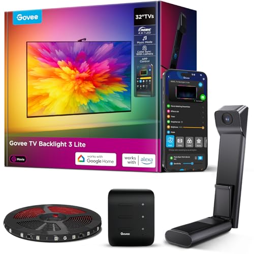 govee tv hintergrundbeleuchtung rgbwic 3 lite 1.8m wi-fi led strip kamera steuerung