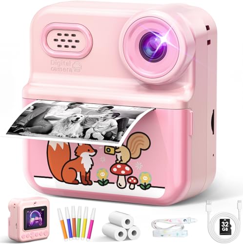 kotopa kinder kamera sofortbildkamera 1080p hd 2,4 zoll mit 32gb karte und druckpapier
