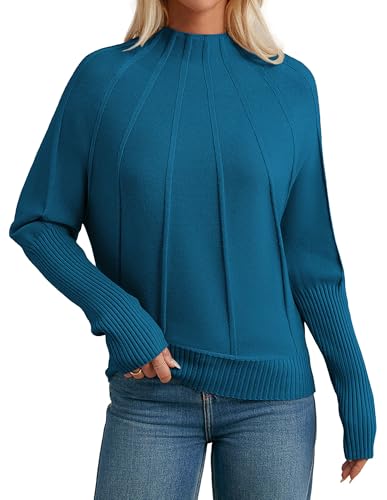 grace karin damen strickpullover hochkragen raglanärmel weich himmelblau m