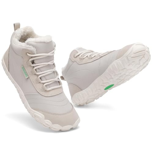 SAGUARO Barfußschuhe Damen Winter gefüttert wasserabweisend Grau, Gr. 39