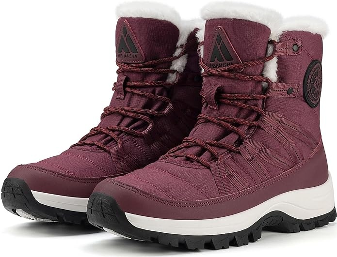 Winterschuhe Damen Gefüttert Schneestiefel Outdoor Boots Rot Größe 38