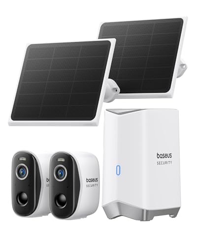 Produktbild: baseus überwachungskamera aussen kabellos mit solarpanel, 16GB speicher - n1 2-cam kit