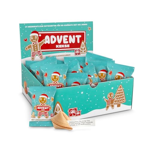glückskekse adventskalender weihnachten mit lebkuchengeschmack, 24+1 stück