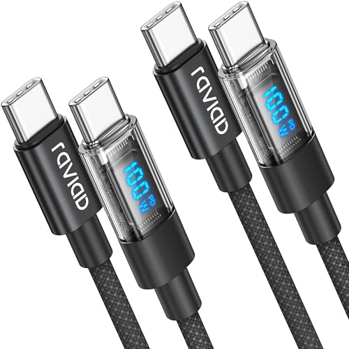 RAVIAD 100W USB C auf USB C Kabel 1M, 5A Schnellladekabel mit LED Display