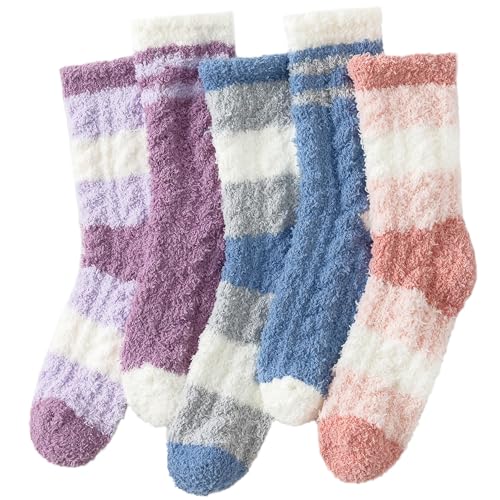 worpice kuschelsocken damen - 5 paar warme schlafsocken 35-38 flauschig wintersocken