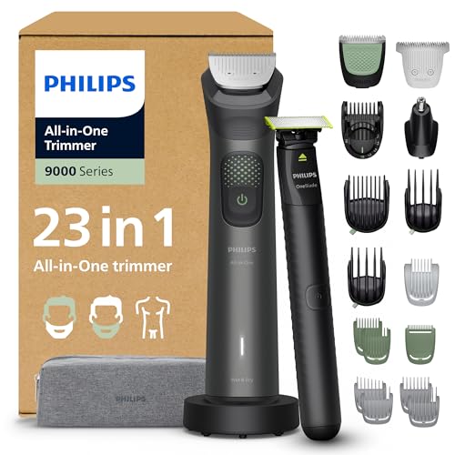 philips multigroom series 9000 barttrimmer, haarschneider, oneblade-trimmer 23-teilig