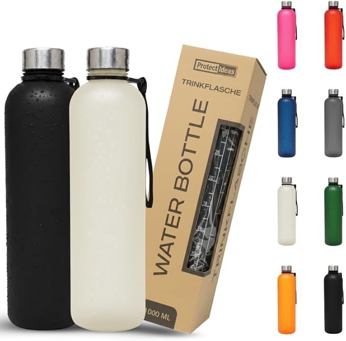 bierex trinkflasche 1l kohlensäure geeignet auslaufsicher für sport büro 2 stück schwarz crme