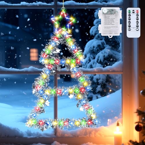 Qoosea batteriebetriebene weihnachtsbaum lichter 110 LED fensterbeleuchtung 8 modi timer ip65 wasserdicht