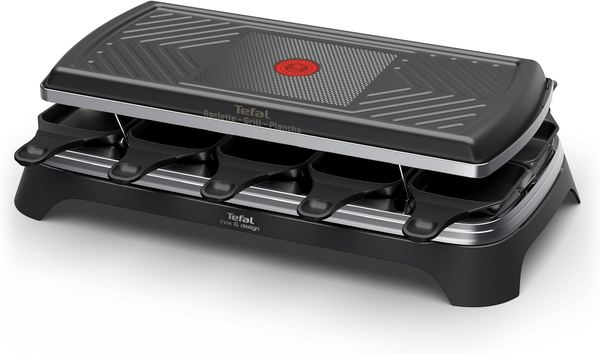 Tefal Raclette Grill 3-in-1, Thermo-Signal, antihaftbeschichtet, für 10 Personen, Schwarz