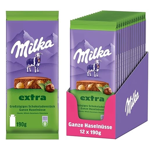 Milka Schokolade Ganze Haselnüsse 12 x 190g, 10,70 pro Kilo