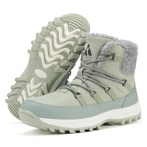 Grüne Damen Winterschuhe rutschfest gefüttert Outdoor Schneestiefel Größe 40