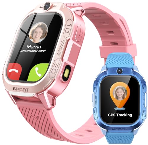 oikkei gps kinder smartwatch mit telefon, videoanruf, chatgpt, sportmodi, rosa