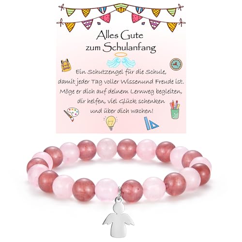 WOVEE Schutzengel Armband Schulanfang Engel Perlenarmband Mädchen Einschulung