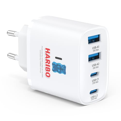 Produktbild: haribo usb c ladegerät 40w schnellladegerät 4 ports netzteil für iphone ipad galaxy