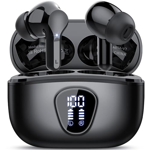 bluetooth kopfhörer kabellos in ear 5.4 mit noise cancelling mic, 40h spielzeit, ip7, schwarz