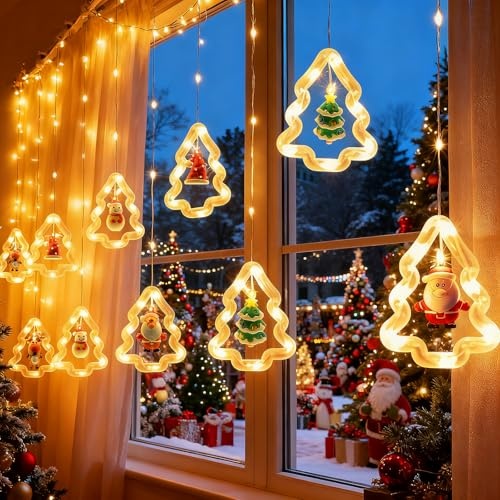 Qoosea lichterkettenvorhang 3m 100 led für weihnachten, usb, warmweiß, wasserdicht
